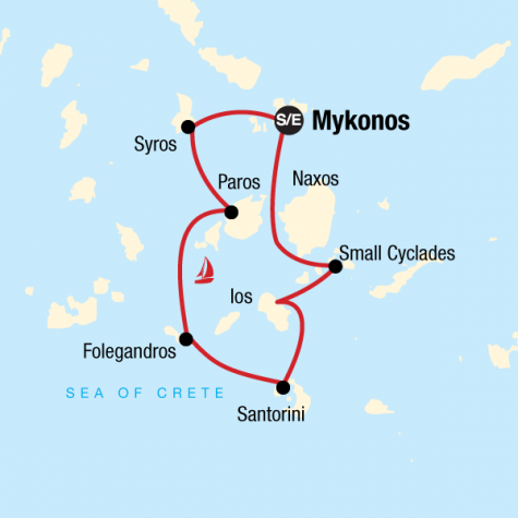 Sailing Greece - Mykonos to Mykonos - Tour Map