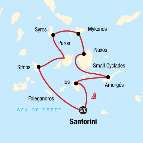 Sailing Greece - Santorini to Santorini - Tour Map