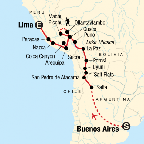 Buenos Aires to Lima Adventure - Tour Map