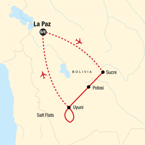 Highlights of Bolivia - Tour Map