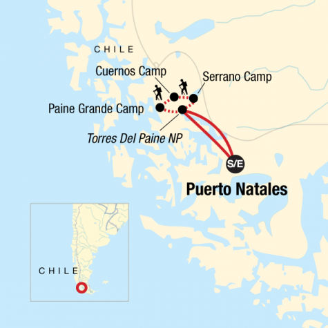 Torres del Paine - The W Trek - Tour Map