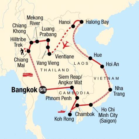 Indochina Discovery and Trekking Northern Thailand - Tour Map