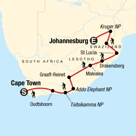 Hiking South Africa - Tour Map