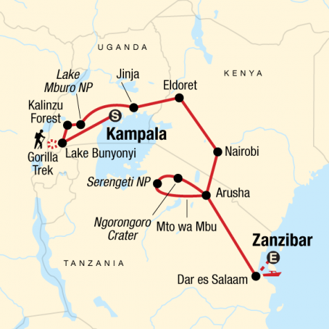East Africa Overland - Tour Map