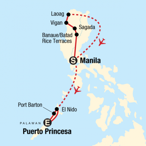Northern Philippines and Palawan Adventure - Tour Map