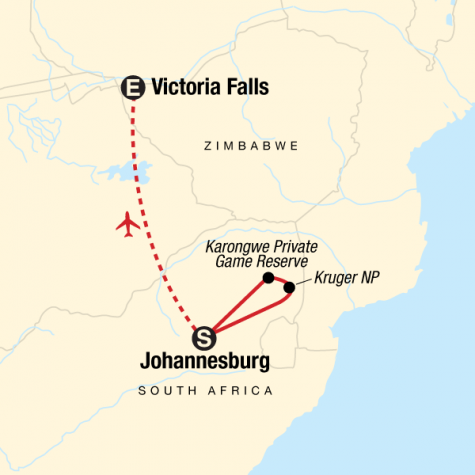 Explore Kruger & Victoria Falls - Tour Map