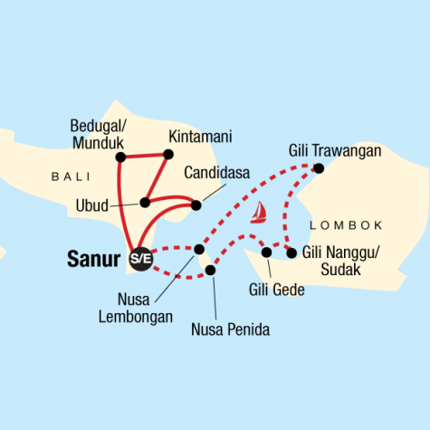 Classic Bali & Sailing Adventure - Tour Map