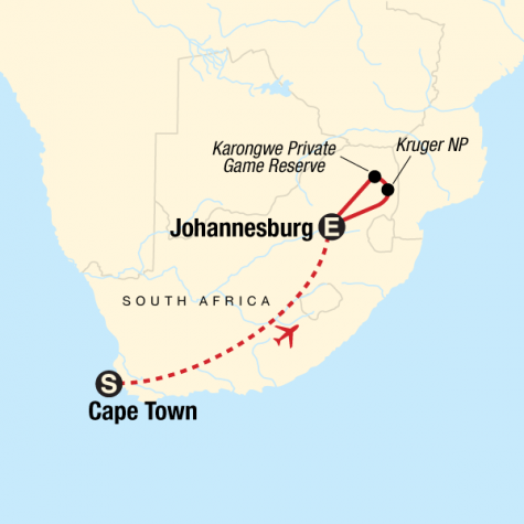 Explore Cape Town & Kruger National Park - Tour Map