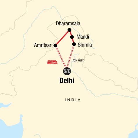 Northern India by Rail - Tour Map