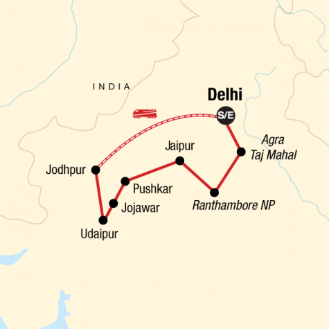 Rajasthan Adventure - Tour Map