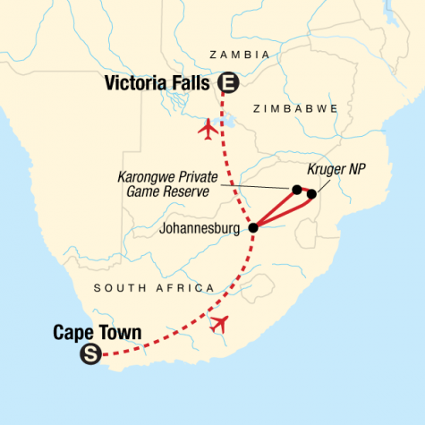 Explore Southern Africa - Tour Map