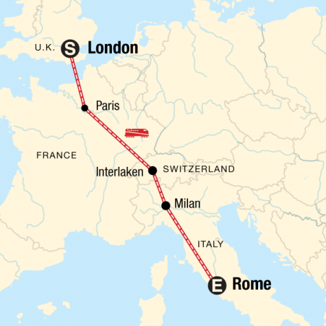 London to Rome Adventure - Tour Map