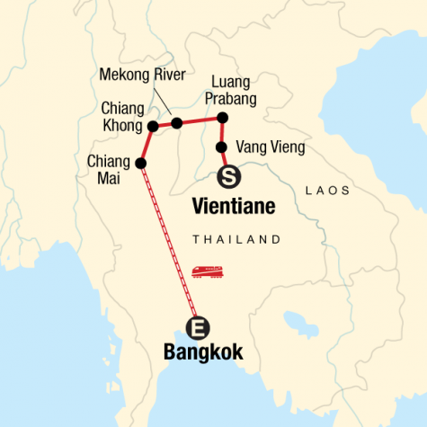 Laos & Thailand on a Shoestring - Tour Map