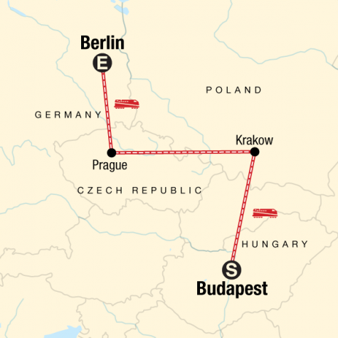 Budapest to Berlin on a Shoestring - Tour Map