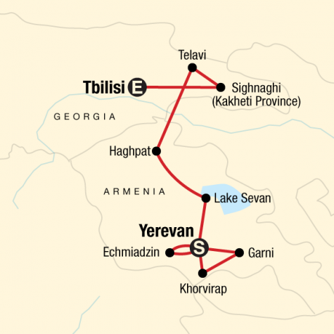 Best of Georgia & Armenia - Tour Map