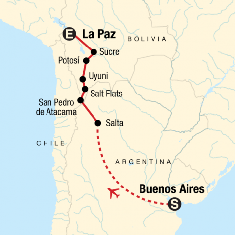 Buenos Aires to La Paz Adventure - Tour Map