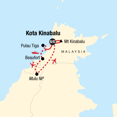 Western Borneo & Mt Kinabalu Experience - Tour Map