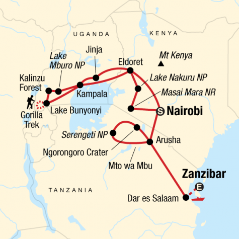 Ultimate East Africa - Tour Map