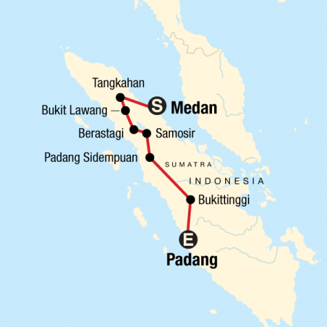 Highlights of Sumatra - Tour Map