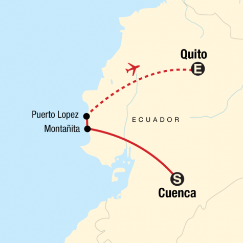 Ecuador Beaches & Coastal Adventure - Tour Map