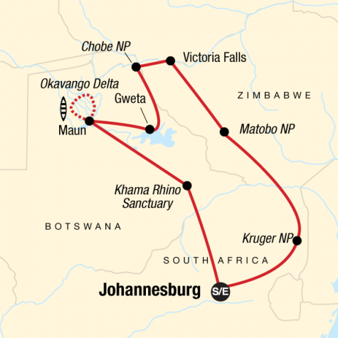 Southern Africa Encompassed - Tour Map