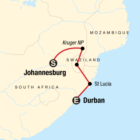 Kruger & Swazi Overland - Tour Map
