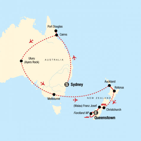 Explore Australia & New Zealand - Tour Map
