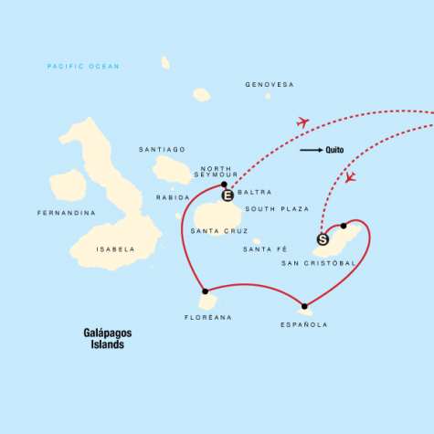 Galápagos — South & Central Islands aboard the Estrella del Mar - Tour Map