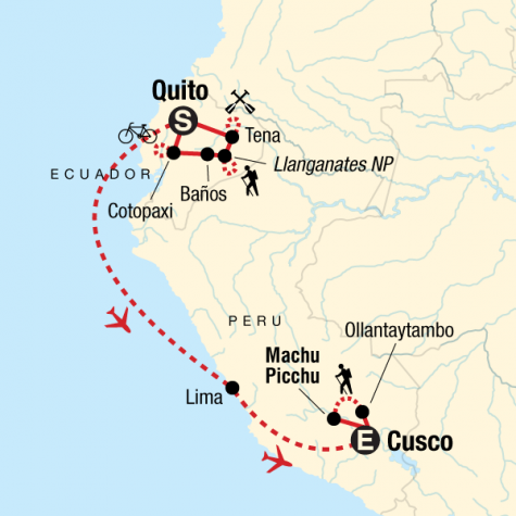 Active Ecuador & Peru - Tour Map