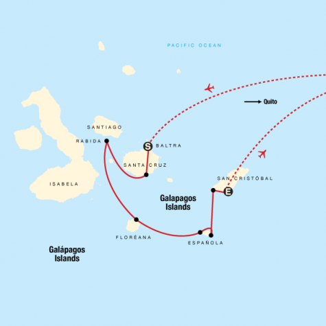 Galápagos — South Islands aboard the Xavier III - Tour Map