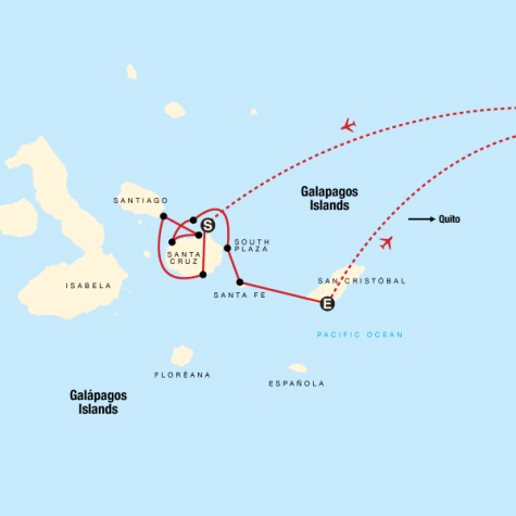 Galápagos — Central Islands aboard the Xavier III - Tour Map