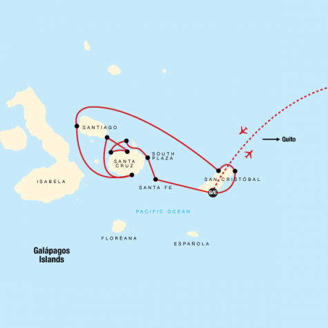 Galápagos — Central & East Islands aboard the Xavier III - Tour Map