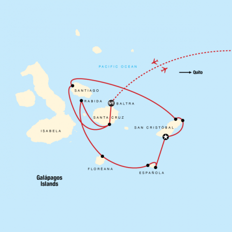 Galápagos — Central, East & South Islands aboard the Xavier III - Tour Map
