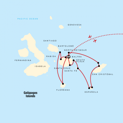 Galápagos — Central, South & East Islands aboard the Yolita - Tour Map