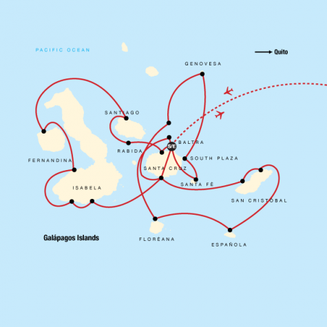 Complete Galápagos - Estrella del Mar - Tour Map