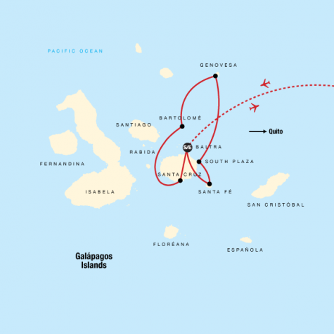 Galápagos Land & Sea — North & Central aboard Estrella del Mar - Tour Map