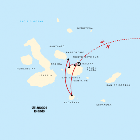 Galápagos Land & Sea — Central & South Islands aboard the Yolita - Tour Map