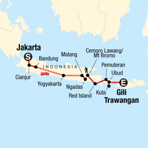 Indonesia Adventure – Java & Bali - Tour Map