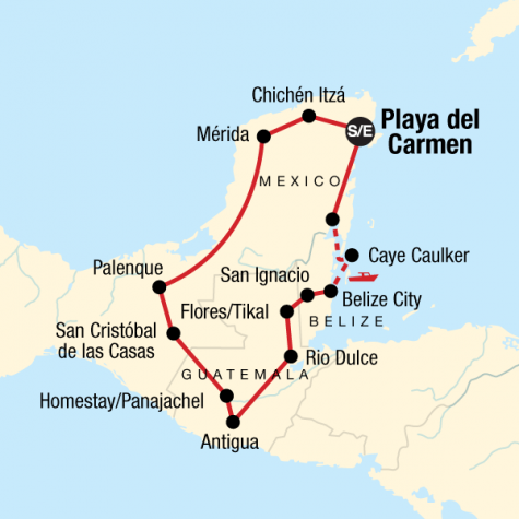 Mayan Adventure - Tour Map
