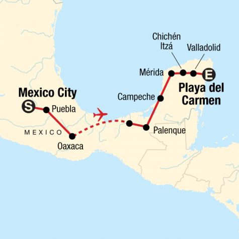 Classic Mexico Adventure - Tour Map