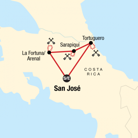 Costa Rica Kayaking Adventure - Tour Map