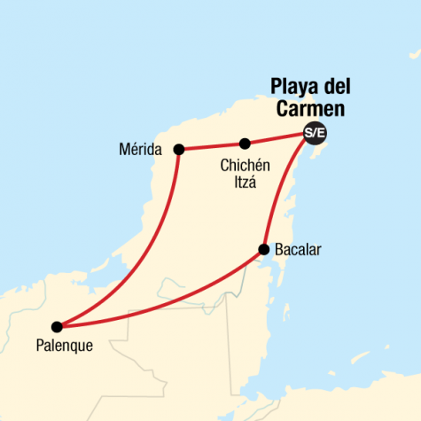 Mayan Highlights - Tour Map