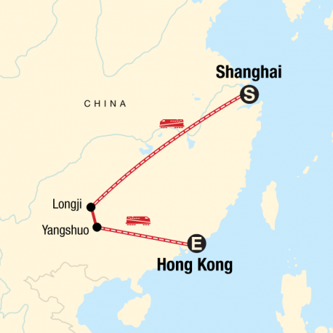Classic Shanghai to Hong Kong Adventure - Tour Map