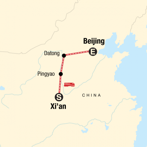 Classic Xi'an to Beijing Adventure - Tour Map