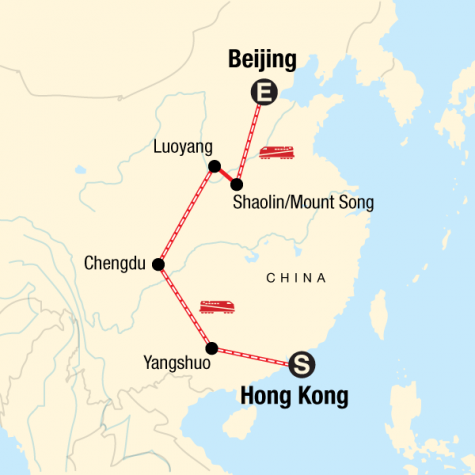Hong Kong to Beijing on a Shoestring - Tour Map