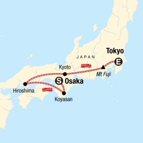 Japan Express: Osaka to Tokyo - Tour Map