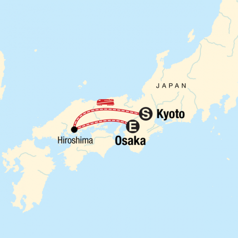 Japan on a Shoestring – Kyoto to Osaka - Tour Map