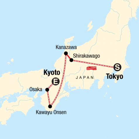 Japan Winter Highlights - Tour Map