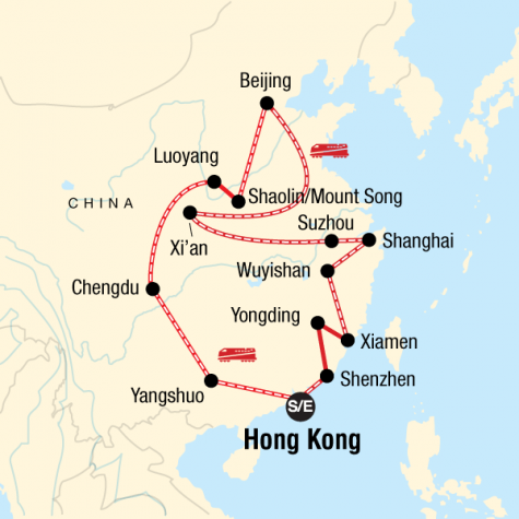 Ultimate China on a Shoestring - Hong Kong to Hong Kong - Tour Map
