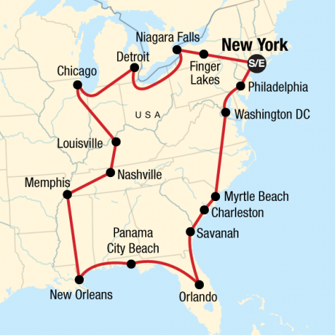 USA East Coast Road Trip Encompassed - Tour Map